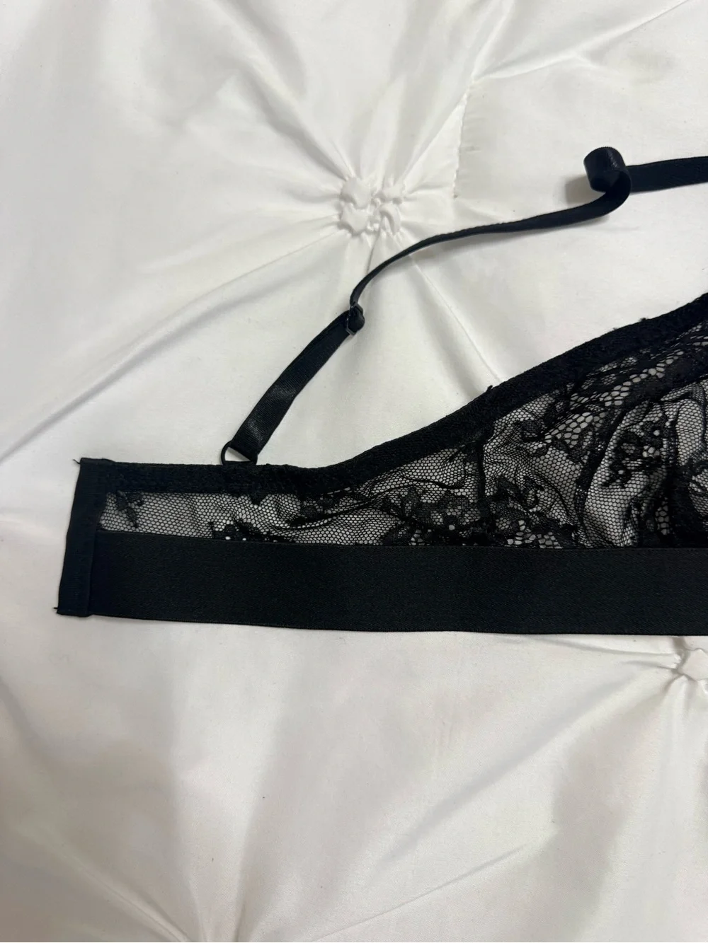 Sheer Floral Lace Bralette - Black
